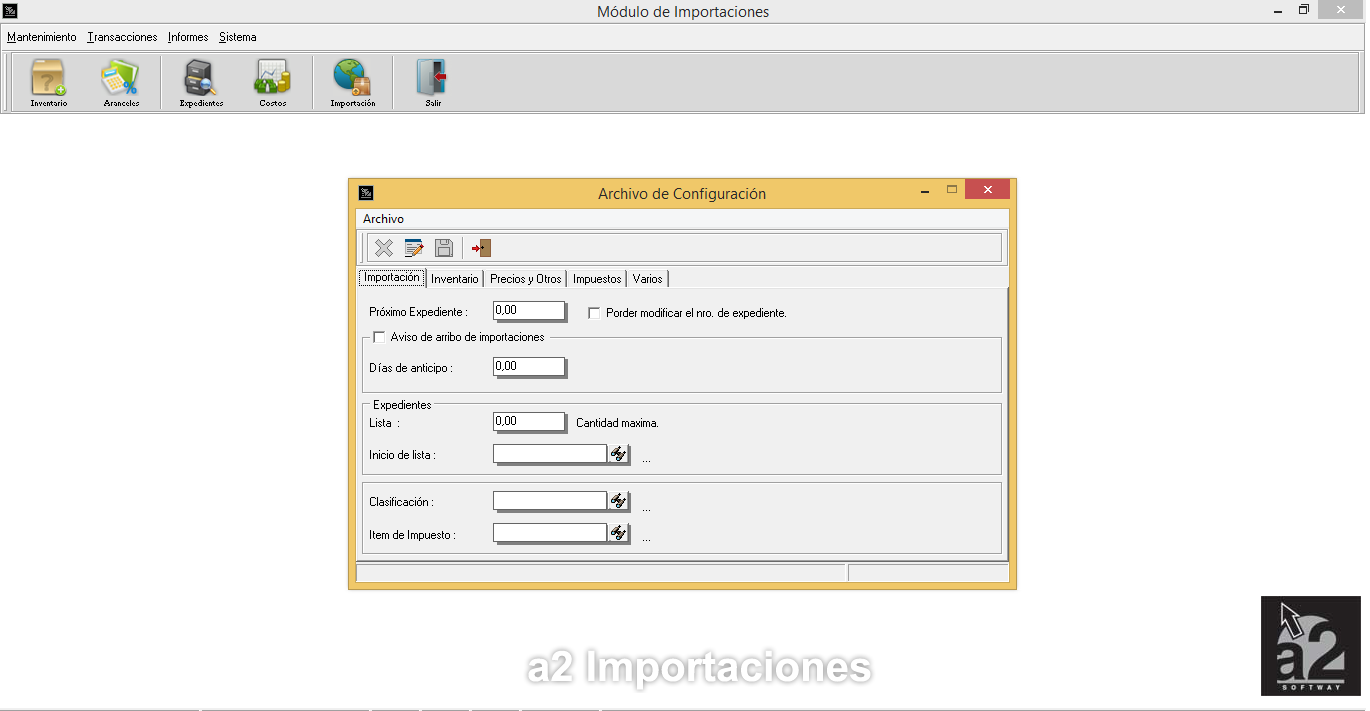 Configuración de Importaciones